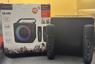 SDRD SD-508 Portable Karaoke Machine with Two Wireless Microphones