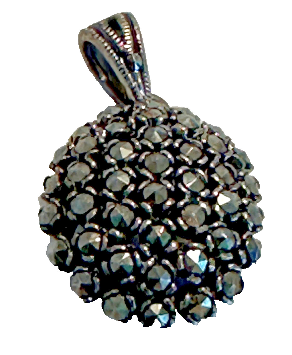 Sterling Silver 925 Pendant Necklace Piece Marcacite Jewelry Marked 4 Grams