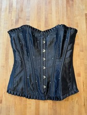 Black Corset rhinestone embellished size S lace up back