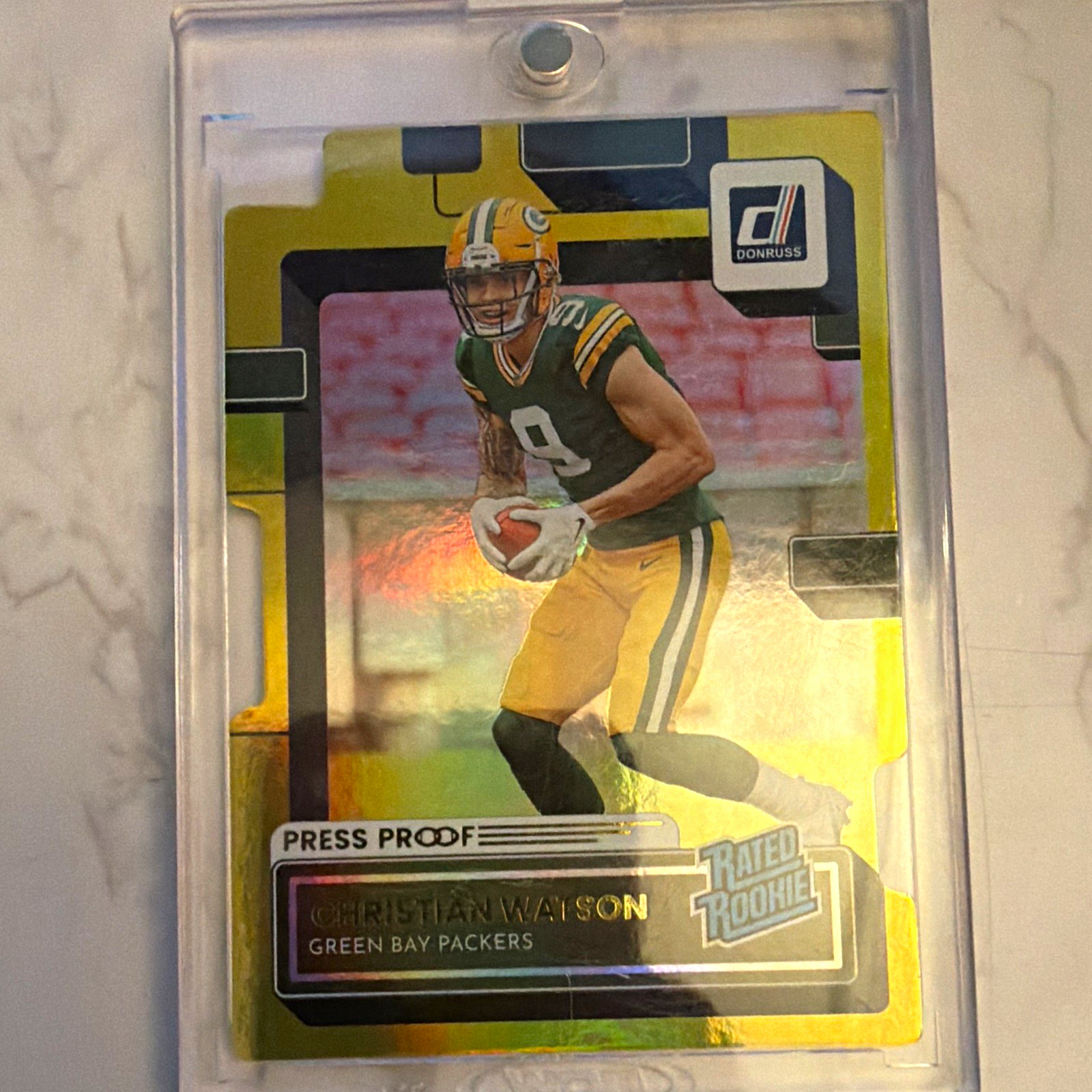 2022 Panini Donruss Rated Rookie Christian Watson Packers Gold Die-Cut /25