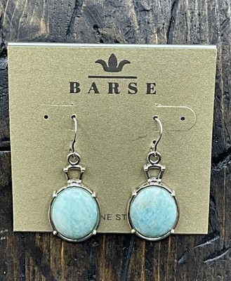 Barse Fitzhugh Oval Earrings- Amazonite- Silver- NWT
