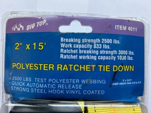 Correa de amarre de trinquete de 2" x 15' 2500 lb correas de poliéster liberación rápida 4011 Foto 2 de 4
