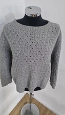 Toast Grey Jumper Size S 8/10/12 Bone Leaf Pure Wool Relaxed Knit Sweater 