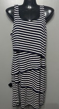 Loft Blue And White Stripped Sleeveless Dress Size Medium 