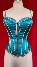 Cinema Haute Couture Vintage Turquoise Green Silk/Satin Corset Size S