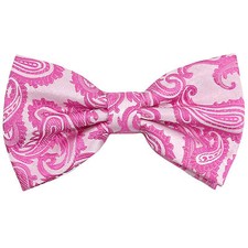 New Brand Q men's pre-tied bow tie paisley micro fiber formal wedding fuchsia