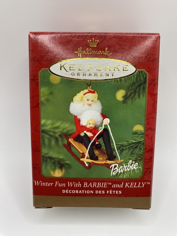 Hallmark Keepsake 2000 Winter Fun With Barbie and Kelly Ornament- NEW- READ