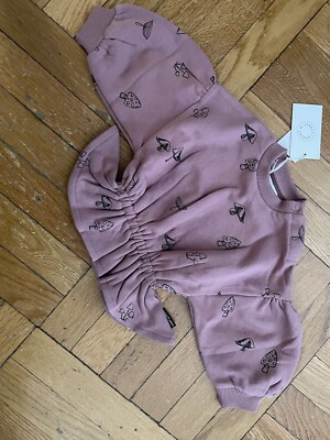 Sproet & Sprout Misty Rose Mushrooms Peplum Sweatshirt Size 12 Months 