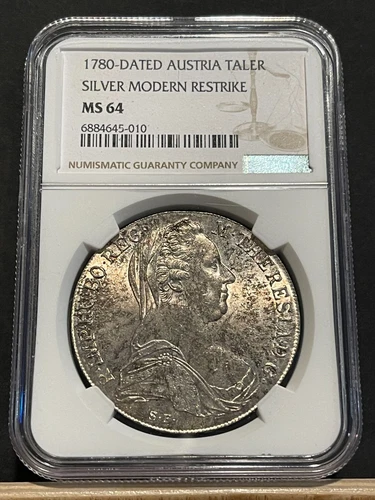 AUSTRIA Thaler 1780 - 20th C. Restrike, Maria Teresa Crown, NGC MS 64 Ch UNC- X4