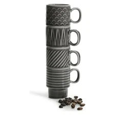 Sagaform Coffee & More Collection 4pc Espresso Cup / Mug Set - Grey