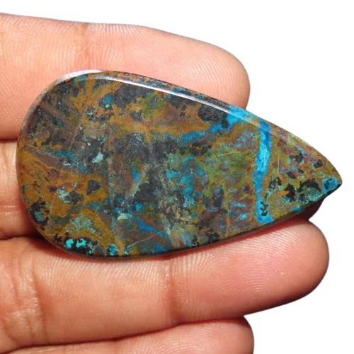 76,75 Cts. Piedra preciosa cabujón natural impresionante azurita malaquita pera 27X46X05 mm Foto 3 de 3