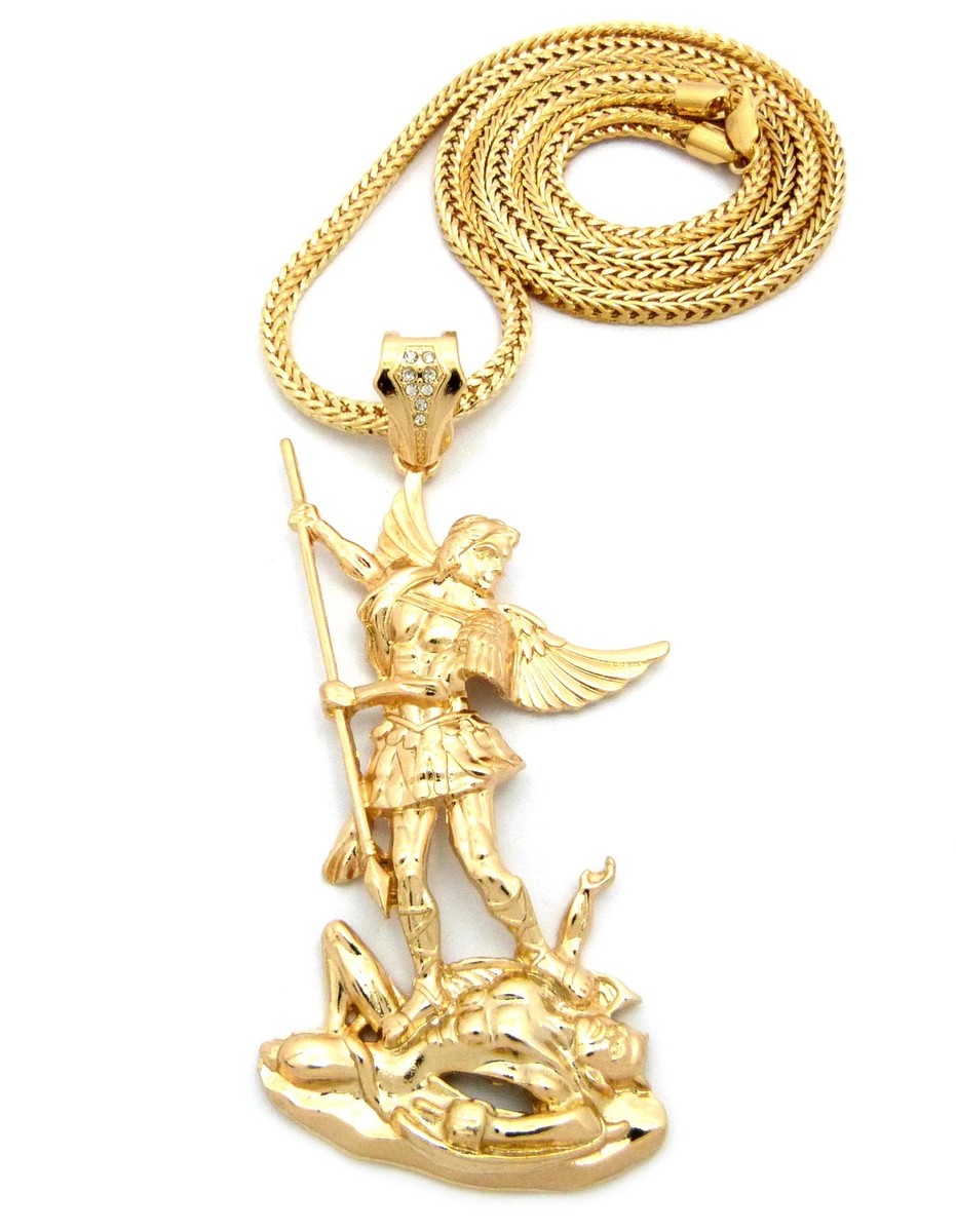 New Hip Hop Saint Michael Archangel Pendant With 30