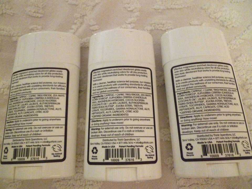 Think Magnesium Deodorant, COCONUT & PINEAPPLE 2.65 oz lot of 3 eBay