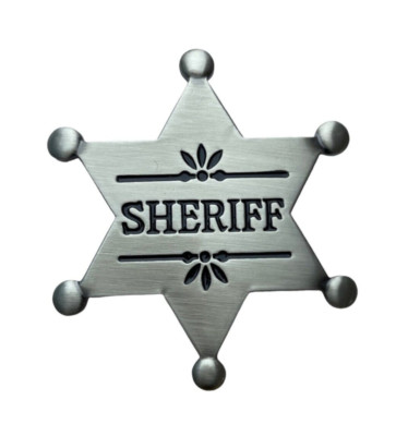 Replica 6 POINT Sheriff Novelty Western Badge 2 inch Pewter Tone