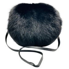Genuine 11"x9" Real Black Mink Fur Muff Hand Warmer Gloves Purse Pocketbook Bag
