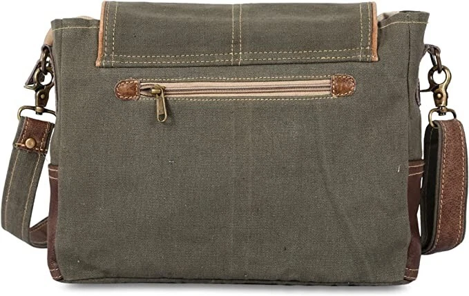 Bandolera para Mujer y Hombre Cuero Reciclado Lona Bolso de Hombro Tote Foto 3 de 4