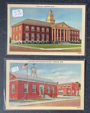 Wareham Massachusetts Vintage Postcard Lot Town Hall Post Office Makepeace Bldg