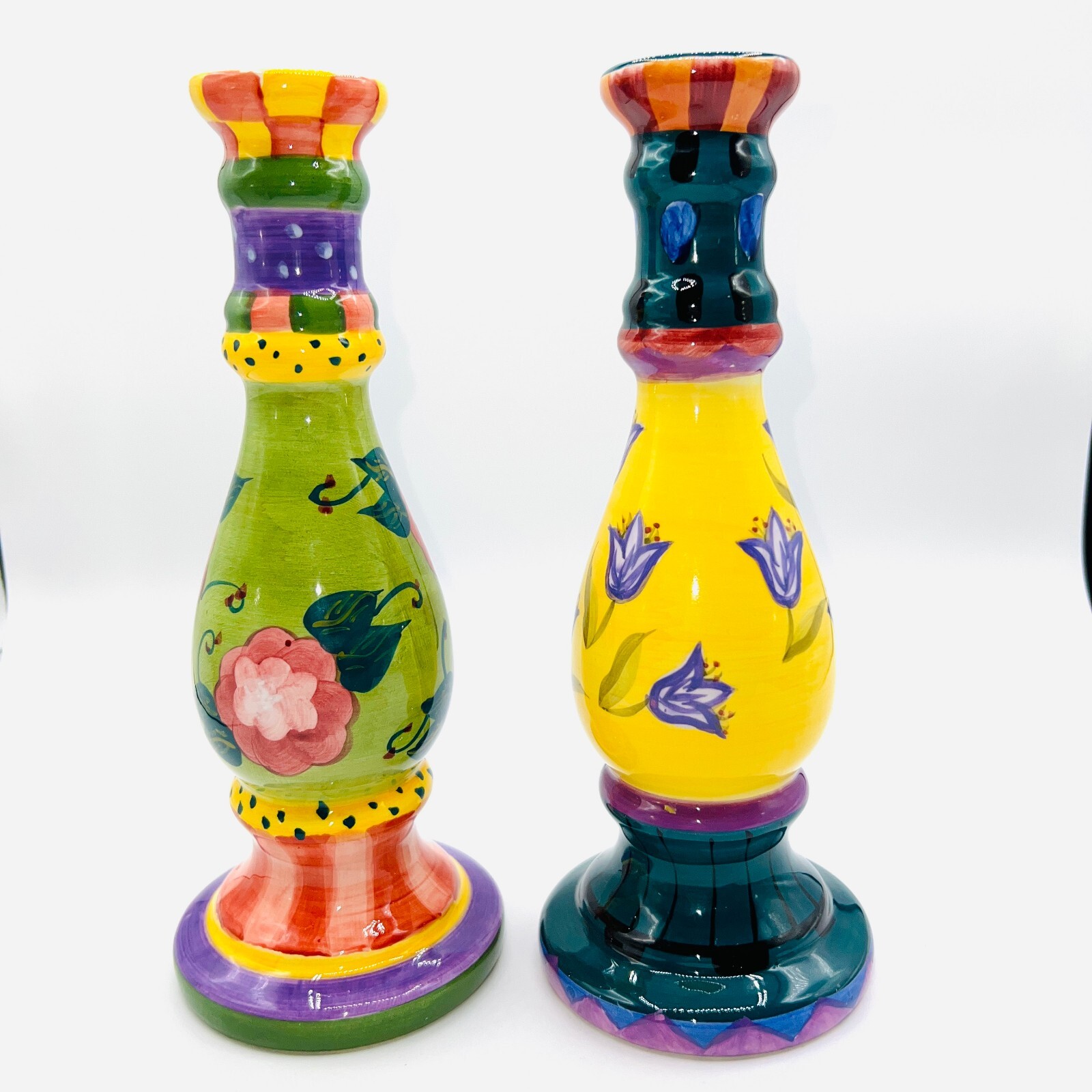 2 Candle sticks Holder Milson & Louis Whimsical Decorative Pottery