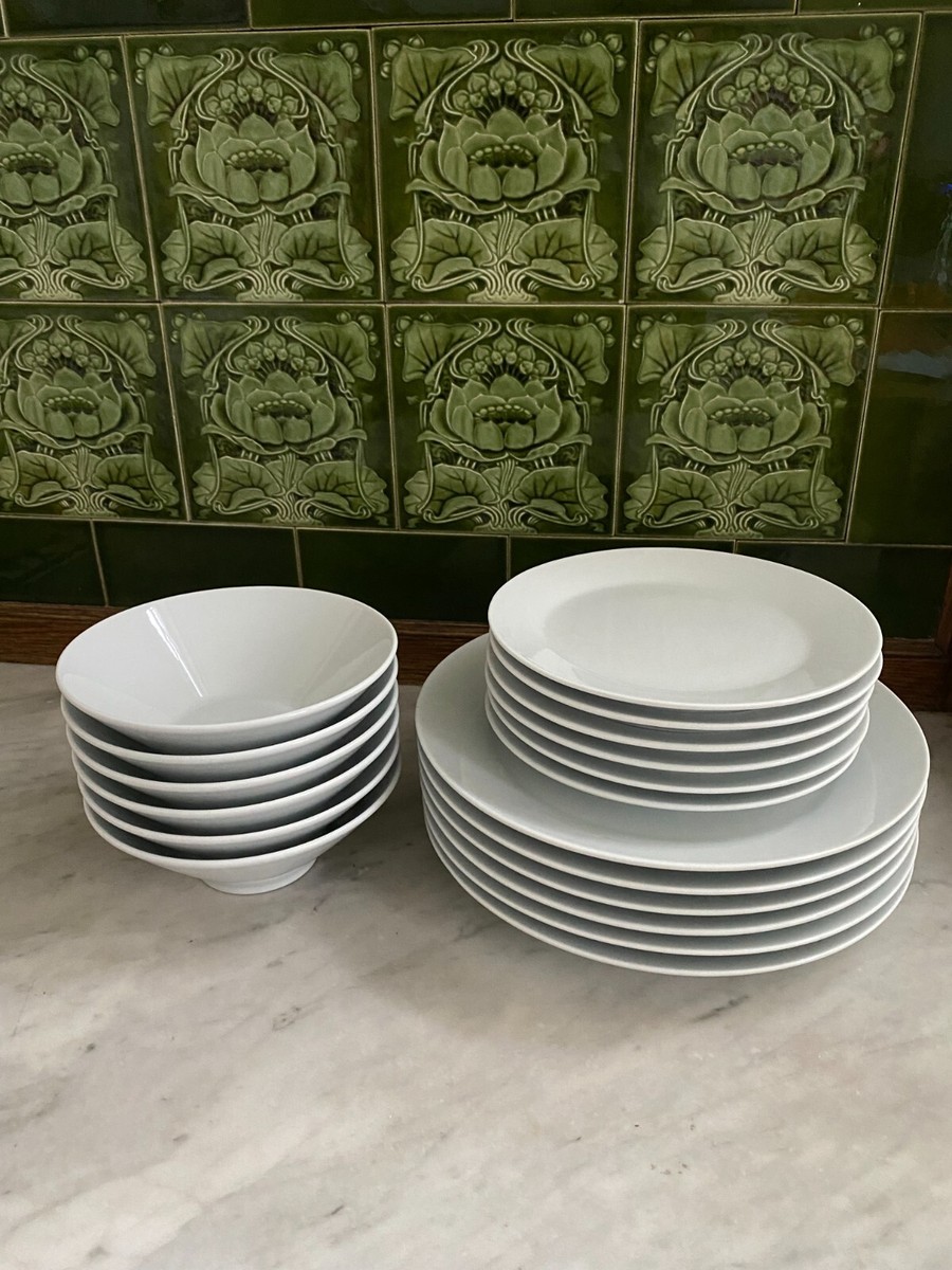 18 x Ikea Set White Ceramic Porcelain Bowl Dinner Side Plate UK
