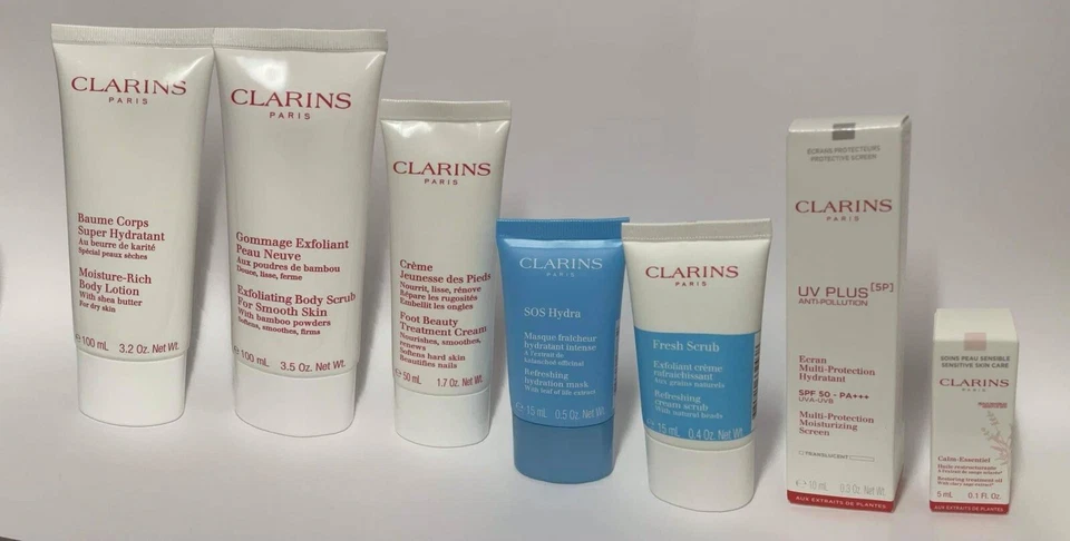clarins gift set body, foot & face treatment  lotion, scrub & mask  X  7 Product - Image 3 of 4