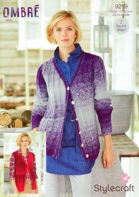 Stylecraft 9219 Strickmuster Ombre Aran - Cardigan und Weste mit V-Ausschnitt