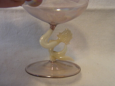 Liqueur Glass Mermaid Hand Blown Lauscha Bimini Style Glass Vintage German#W/O1
