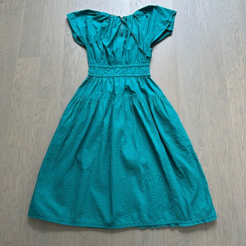 Ulla Johnson Darlene Kleid Grünspan türkis grün Midi Kurzarm Bindegürtel - 6 - Bild 3 von 12