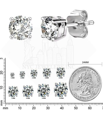 #ad Italian 925 Sterling Silver Round Cut Cubic Zirconia CZ Studs Earrings 3MM 8MM $11.99