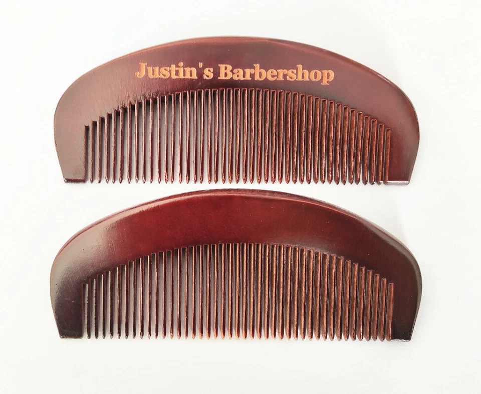 Customize Logo-Red Peach wood Comb Fine Tooth Comb Hair/Beard Beard Comb barber - Image 3 of 4