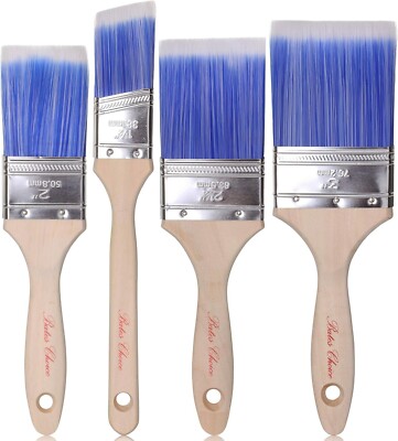 Bates Set De 4 Brochas De Pintura Con Mango De Madera Profesional Casa Molduras.