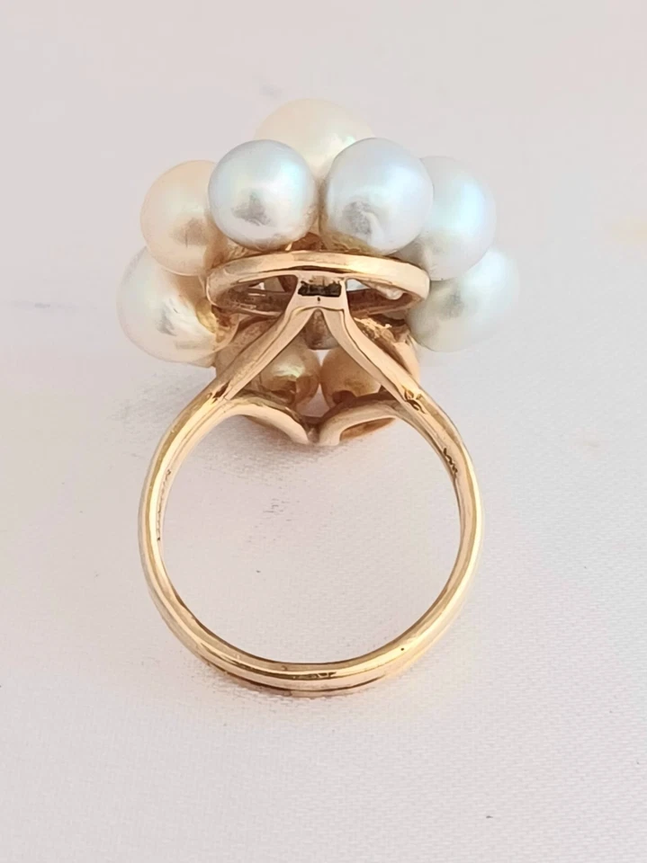 Anel de coquetel Mings 14k branco e prata cinza pérola - Tamanho 7,25 - Imagem 3 de 4