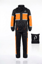 Herren Regenanzug wasserdichter Motorrad Jacke/Hose Schwarz/orange suit with BAG