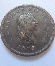 1806 George III Half Penny Copper Coin - Great Britain - Britannia | Lot 54