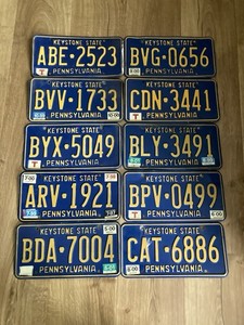 Lot 10 Pa Penna Pennsylvania License Plates Tags 1990s Blue Yellow