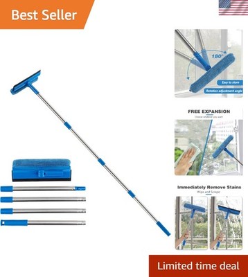 Professional Window Squeegee,2-in-1 Window Cleaner with 56'' Long Stainless St...