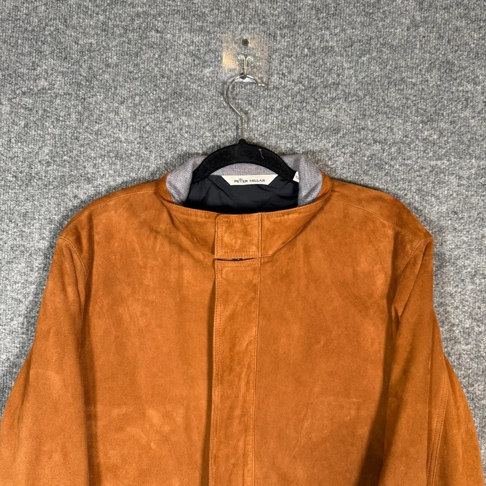 Peter Millar Crown Suede Jacket Mens Medium Brown Saddle Bomber $1,795 MSRP - Image 4 of 4