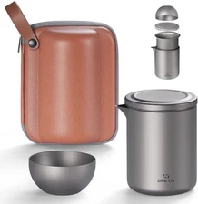 Pure titanium modern small travel teapot, Chinese portable 1 teapot 1 teacup