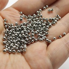 2000 Dull Silver Tone Metallic Acrylic Round Spacer Beads 3mm Smooth Ball Beads