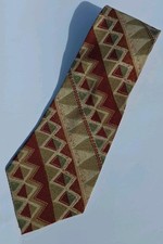 Chaps Ralph Lauren Neck Tie Mens Multicolor Geometric Silk Classic Made In USA