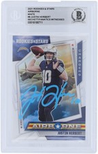 Justin Herbert Chargers Signed 2021 Panini Rookies & Stars #AB-8 73/149 BAS Card