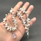 Natural Keshi Petal Mini Baroque Pearl Necklace Crystal Quartz Pendant Necklace