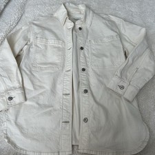 Abercrombie & Fitch Women’s M Jean Jacket Ivory Front Pocket Relaxed Fit Denim