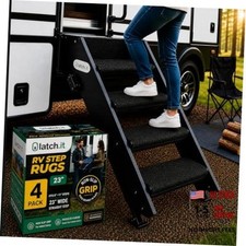 RV Step Covers 4 Pack 23-inch Wide 4-Pack 23" Wide - Straight Step Black