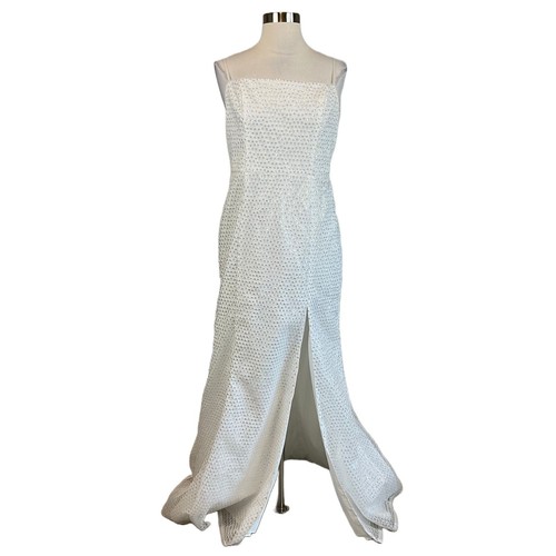 Aidan Mattox Women's Formal Dress Size 10 White Sequined Long Evening Gown