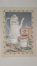 Vintage Saltbox Illustrations Coffee Themed Greeting Card by Deb Strain