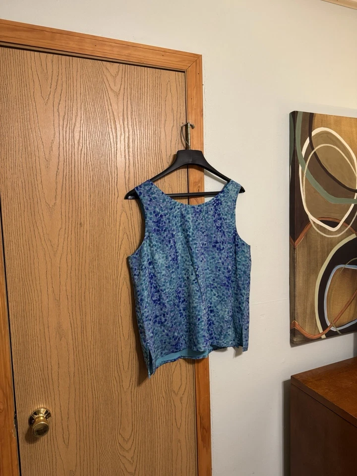 Top Josephine Chaus Talla 16 Multicolor con Estampado Geométrico 100% Seda Sin Mangas Foto 2 de 4