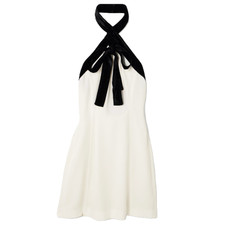 Simkhai Jolie Velvet Tie Elegant Cocktail Mini Dress In Ivory Women's Size 00