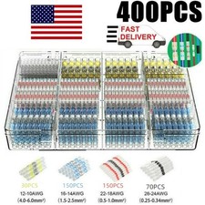 400Pcs Solder Seal Sleeve Heat Shrink Electric Butt Wire Connectors Terminal Kit