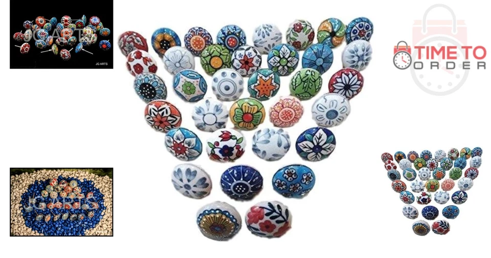 20 piezas perillas de gabinete de flores de cerámica vintage tiradores de cajón decoración multicolor Foto 2 de 4