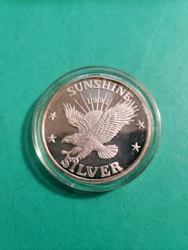 1991 Sunshine Mining 1 Oz Silver Round Proof Look